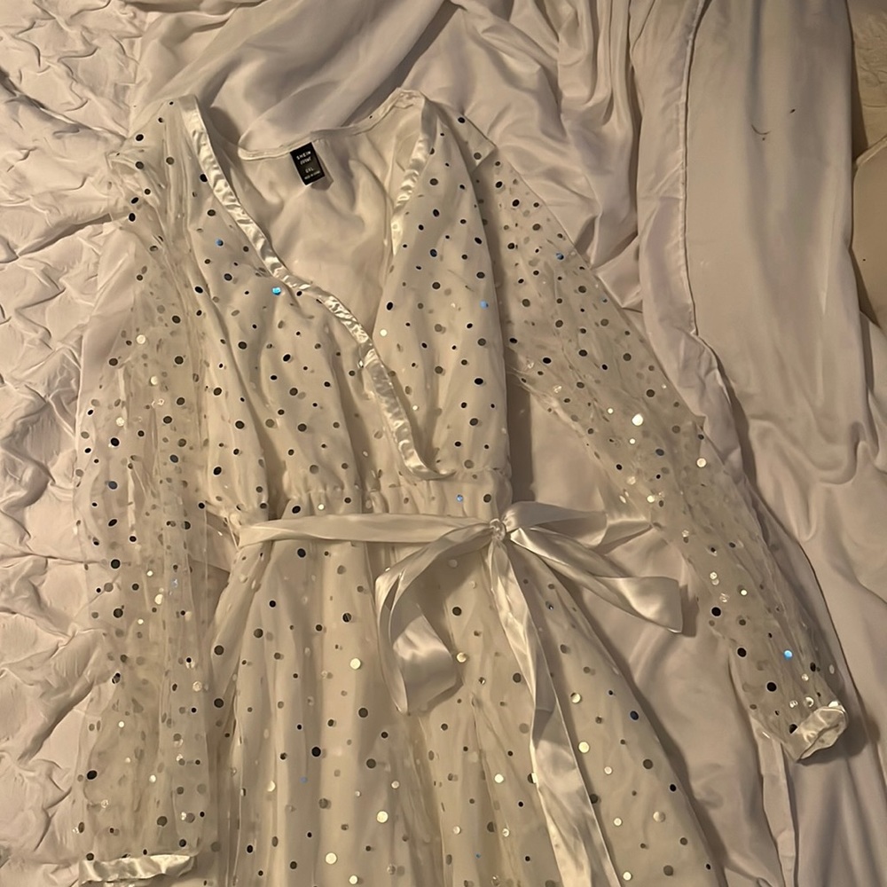 White SHEIN dress with mirrored circles